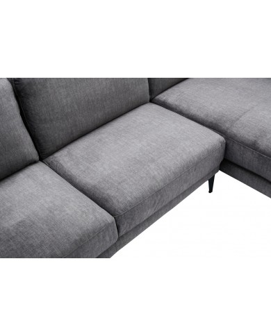Canapé d'angle BROOKLYN 295 cm - Velours gris foncé avec angle droit, style contemporain & confort XL