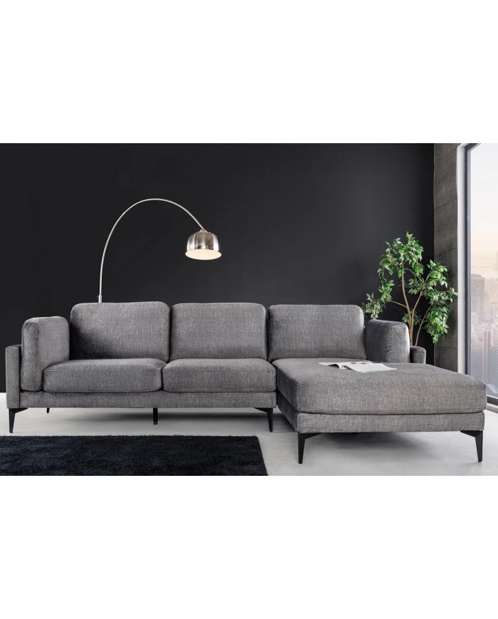 Canapé d'angle BROOKLYN 295 cm - Velours gris foncé avec angle droit, style contemporain & confort XL
