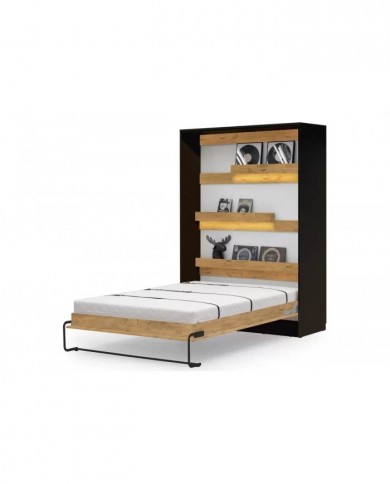 Lit escamotable vertical 160×200 chêne & noir | DELUXE Mobili & Co