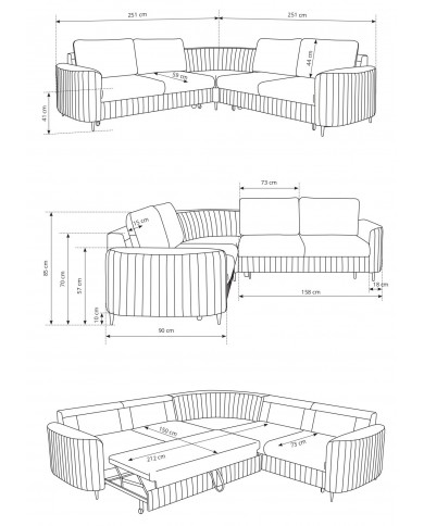 ORPHEO VELUTTO™ – CANAPÉ D’ANGLE PRESTIGE AVEC COUCHAGE INTÉGRÉ & STYLE GLAMOUR