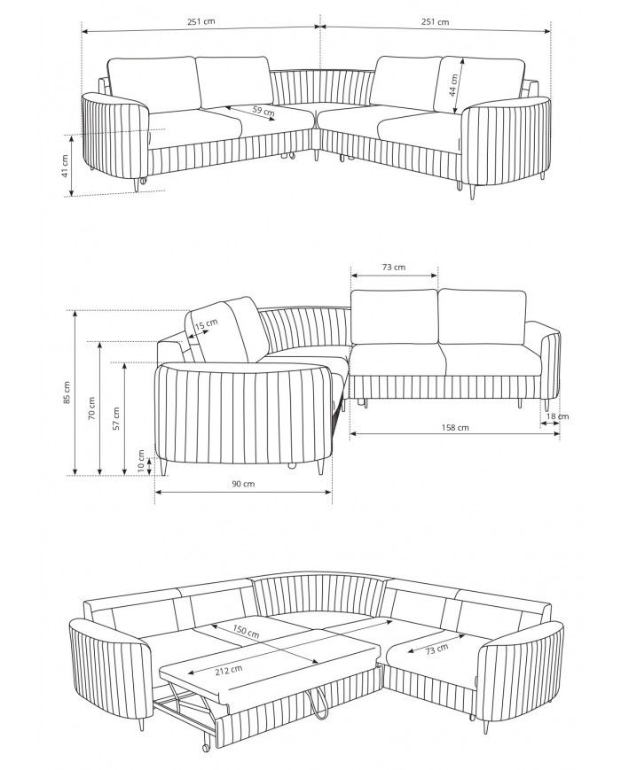 ORPHEO VELUTTO™ – CANAPÉ D’ANGLE PRESTIGE AVEC COUCHAGE INTÉGRÉ & STYLE GLAMOUR
