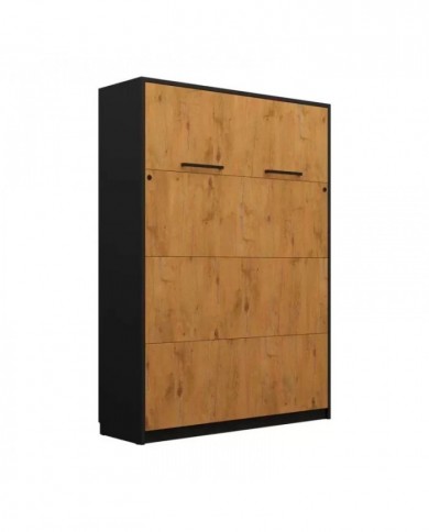 Lit escamotable vertical 160×200 chêne & noir | DELUXE Mobili & Co