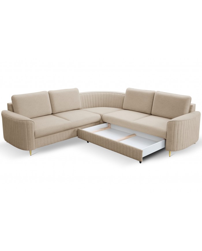 ORPHEO VELUTTO™ – CANAPÉ D’ANGLE PRESTIGE AVEC COUCHAGE INTÉGRÉ & STYLE GLAMOUR