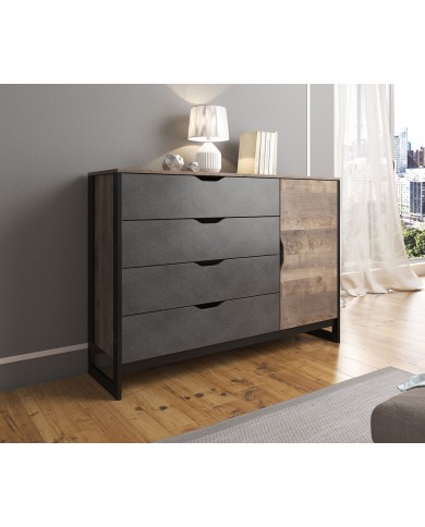 Commode avec 4 tiroirs et étagères 138 cm HAVEN