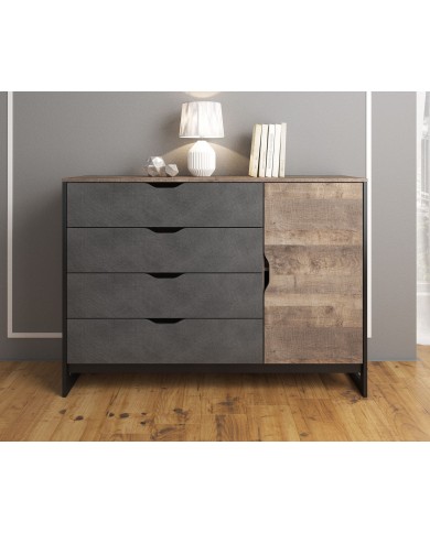 Commode avec 4 tiroirs et étagères 138 cm HAVEN