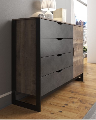 Commode avec 4 tiroirs et étagères 138 cm HAVEN