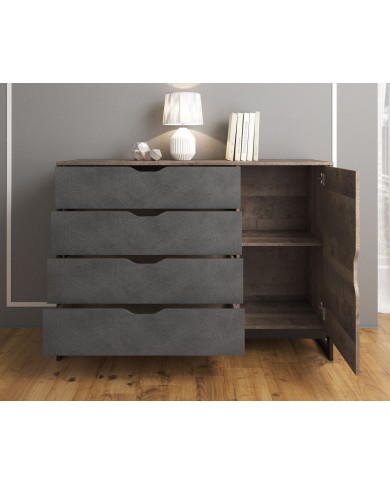Commode avec 4 tiroirs et étagères 138 cm HAVEN