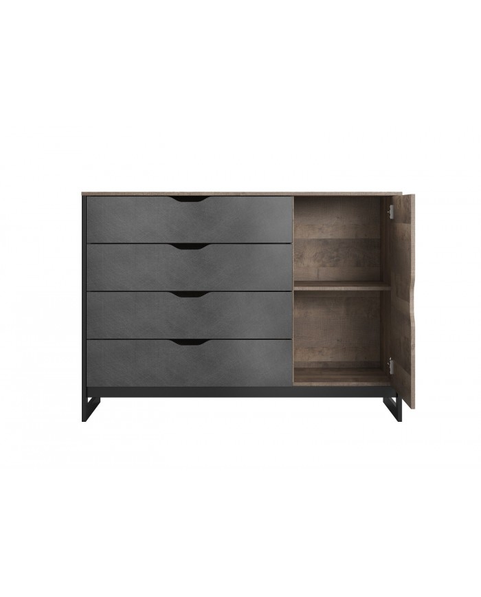 Commode avec 4 tiroirs et étagères 138 cm HAVEN