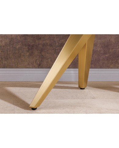 Console 140cm en céramique plateau en marbre blanc avec cadre doré CELENIA
