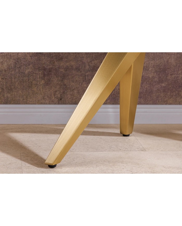 Console 140cm en céramique plateau en marbre blanc avec cadre doré CELENIA