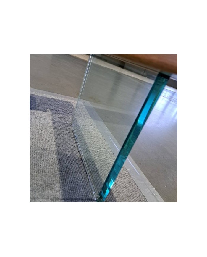 Lit chêne massif sauvage huilé - Pieds verre trempé design - tête de lit matelassée -