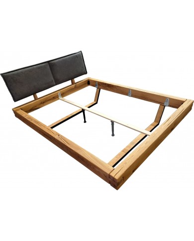 Lit chene massif sauvage huilé - Pieds métal - tète de lit matelassée -  POUR LES AMATEURS DE MOBILIER D’EXCEPTION.