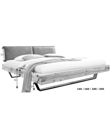 Lit chene massif sauvage huilé - Pieds métal - tète de lit matelassée -  POUR LES AMATEURS DE MOBILIER D’EXCEPTION.
