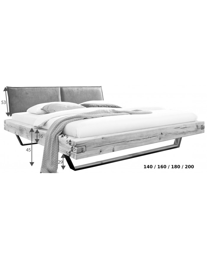 Lit chene massif sauvage huilé - Pieds métal - tète de lit matelassée -  POUR LES AMATEURS DE MOBILIER D’EXCEPTION.