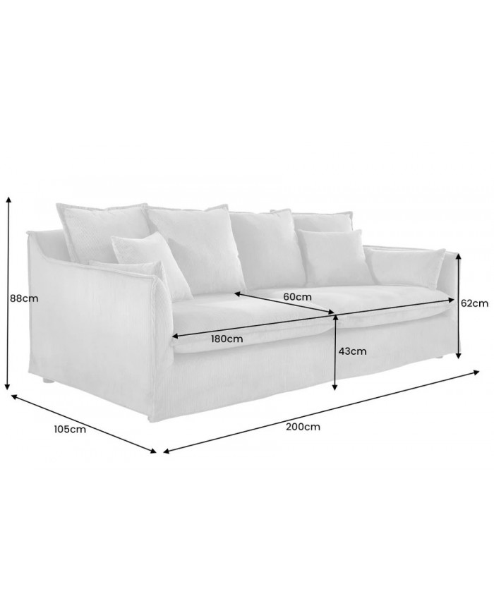 Canapé 3 places 200 cm en tissu bouclé gris CELESTIA - Déhoussable, confort à ressorts