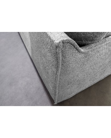 Canapé 3 places 200 cm en tissu bouclé gris CELESTIA - Déhoussable, confort à ressorts