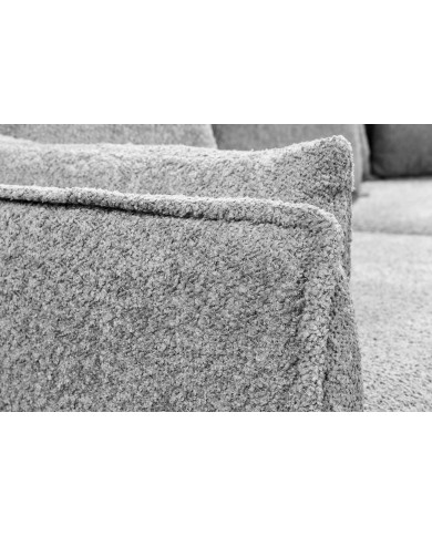Canapé 3 places 200 cm en tissu bouclé gris CELESTIA - Déhoussable, confort à ressorts