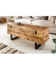 BANC RACK "IRONWOOD 115" –   Acier brut & bois massif de manguier – Design 100 % authentique