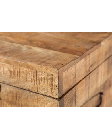BANC RACK "IRONWOOD 115" –   Acier brut & bois massif de manguier – Design 100 % authentique