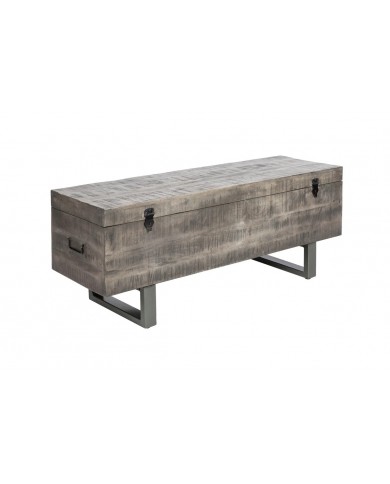 BANC RACK "IRONWOOD 125" –   Acier brut & bois massif Acacia gris – Design 100 % authentique