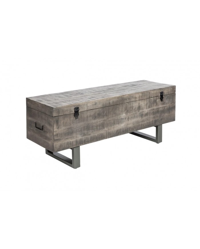 BANC RACK "IRONWOOD 125" –   Acier brut & bois massif Acacia gris – Design 100 % authentique