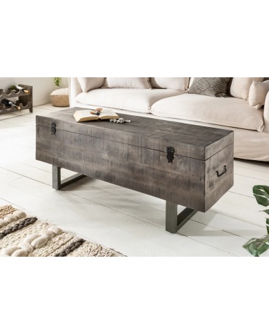 BANC RACK "IRONWOOD 125" –   Acier brut & bois massif Acacia gris – Design 100 % authentique