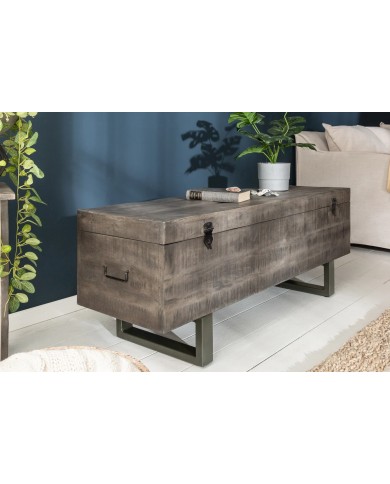 BANC RACK "IRONWOOD 125" –   Acier brut & bois massif Acacia gris – Design 100 % authentique