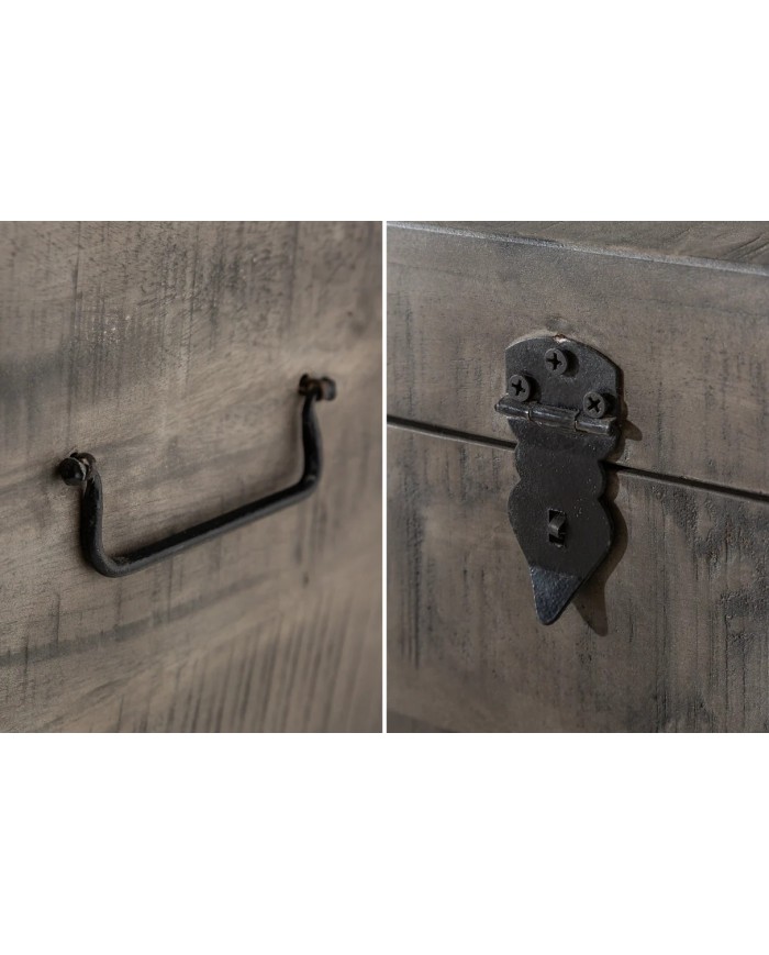 BANC RACK "IRONWOOD 125" –   Acier brut & bois massif Acacia gris – Design 100 % authentique
