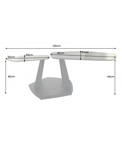 Table basse SFERA 80-130 cm – Plateau pivotant céramique aspect marbre gris & anthracite – Design modulable et contemporain