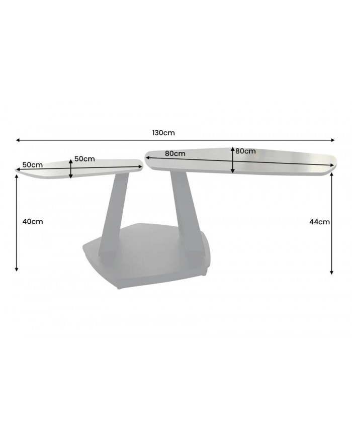 Table basse SFERA 80-130 cm – Plateau pivotant céramique aspect marbre gris & anthracite – Design modulable et contemporain