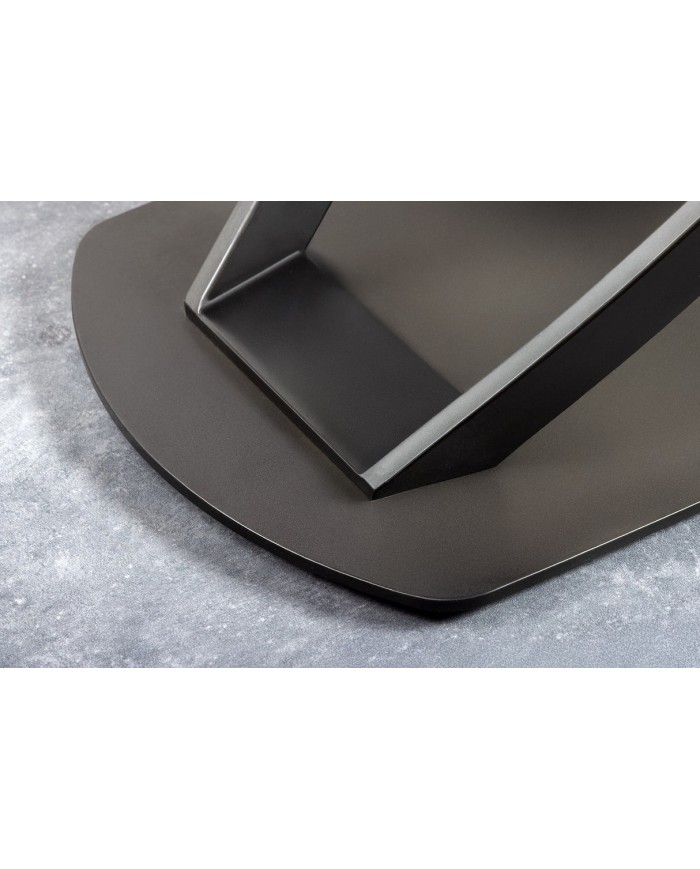 Table à manger extensible ovale EXTENSIO 130-190 cm – Plateau céramique effet marbre blanc design moderne
