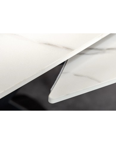 Table à manger extensible ovale EXTENSIO 130-190 cm – Plateau céramique effet marbre blanc design moderne