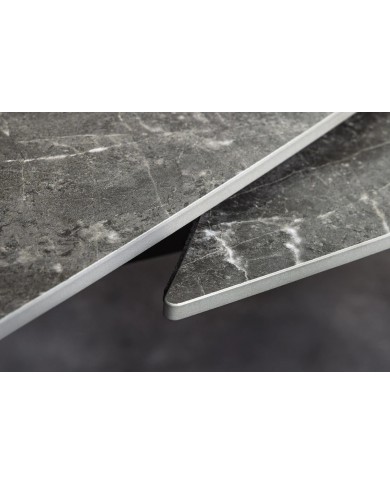 Table à manger extensible ovale EXTENSIO 130-190 cm – Plateau céramique effet marbre anthracite design moderne
