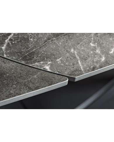 Table à manger extensible ovale EXTENSIO 130-190 cm – Plateau céramique effet marbre anthracite design moderne