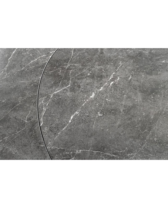 Table à manger extensible ovale EXTENSIO 130-190 cm – Plateau céramique effet marbre anthracite design moderne