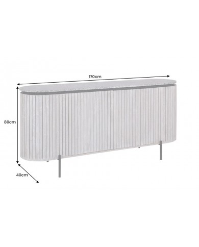 Buffet en bois massif gris et plateau en marbre gris 170 cm MONARCH GRIS