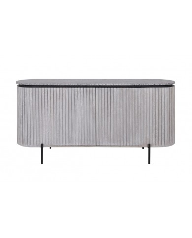 Buffet en bois massif gris et plateau en marbre gris 170 cm MONARCH GRIS