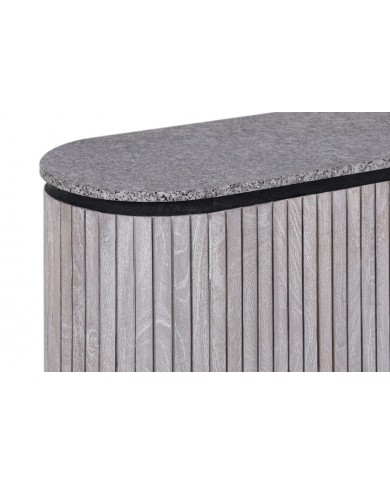 Buffet en bois massif gris et plateau en marbre gris 170 cm MONARCH GRIS