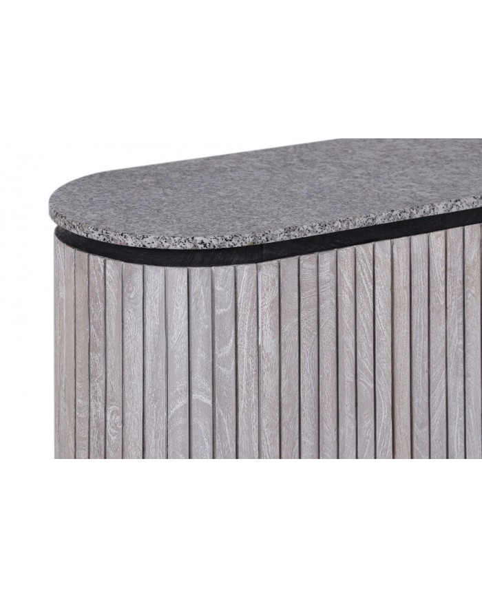 Buffet en bois massif gris et plateau en marbre gris 170 cm MONARCH GRIS