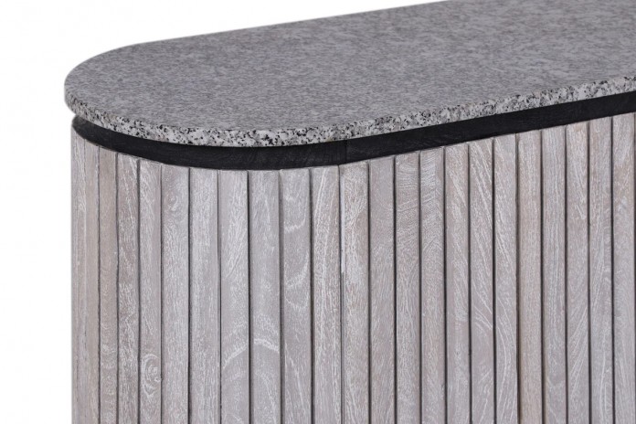 Buffet en bois massif gris et plateau en marbre gris 170 cm MONARCH GRIS