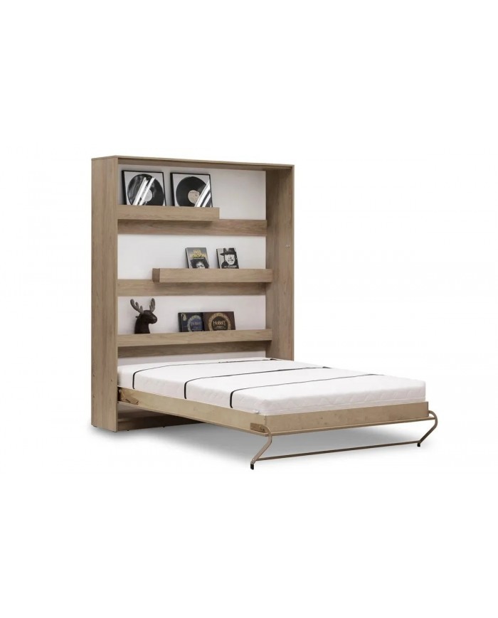 Armoire lit escamotable relevable vertical 140x200 cm chêne sonoma Premium