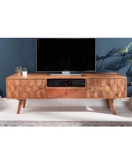 Meuble TV 2 portes et 1 tiroirs bois massif d'acacia 140 cm RUSTIC RYTHM