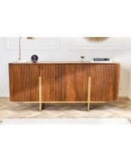 Buffet commode 4 portes 160 cm plateau et corps en bois de manguier doré BELMOND