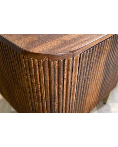 Buffet commode 4 portes 160 cm plateau et corps en bois de manguier doré BELMOND