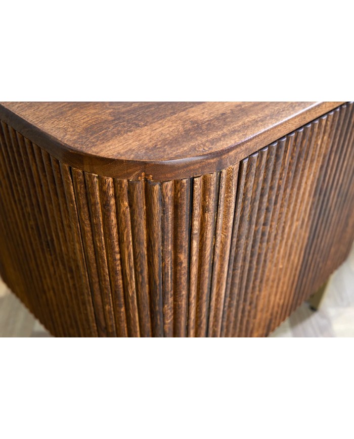 Buffet commode 4 portes 160 cm plateau et corps en bois de manguier doré BELMOND