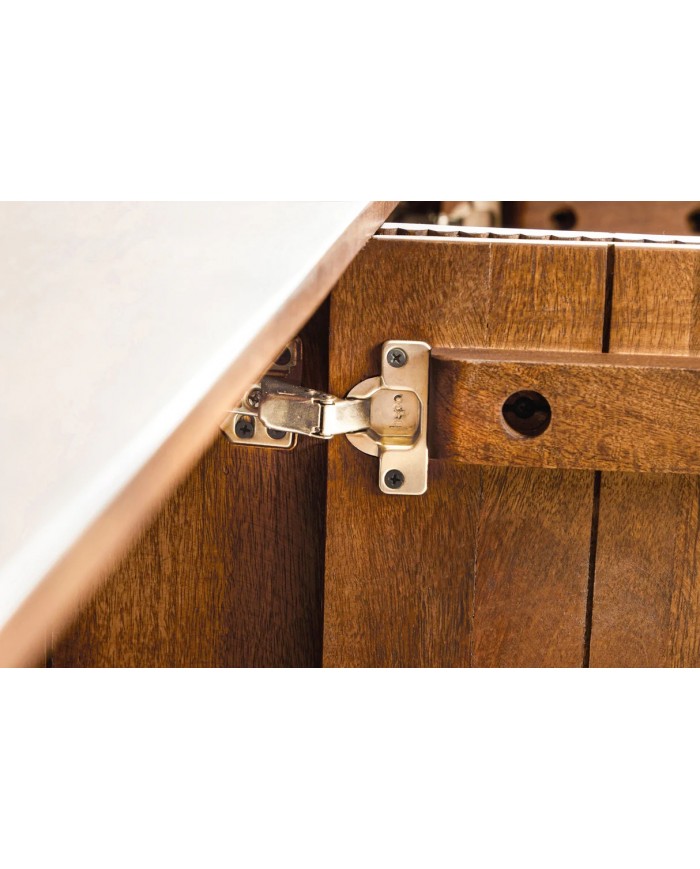 Buffet commode 4 portes 160 cm plateau et corps en bois de manguier doré BELMOND
