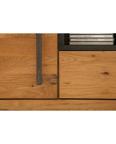 Meuble TV Industriel 200 cm en Chêne Massif Sauvage & Métal Elderwood