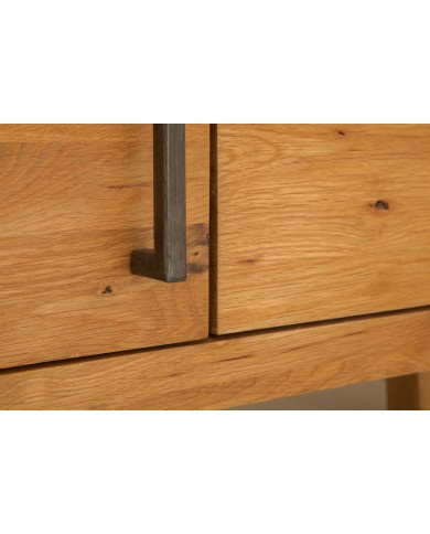 Meuble TV Industriel 200 cm en Chêne Massif Sauvage & Métal Elderwood