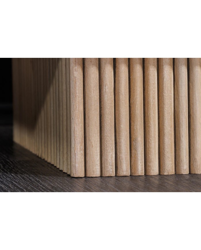 Commode 4 portes 170 cm avec reliefs 3D en bois de manguier blanchi Neoforma