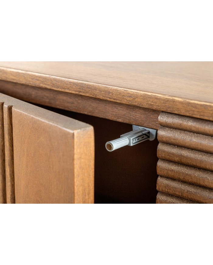Commode 4 portes 170 cm avec reliefs 3D en bois de manguier marron fumé Neoforma